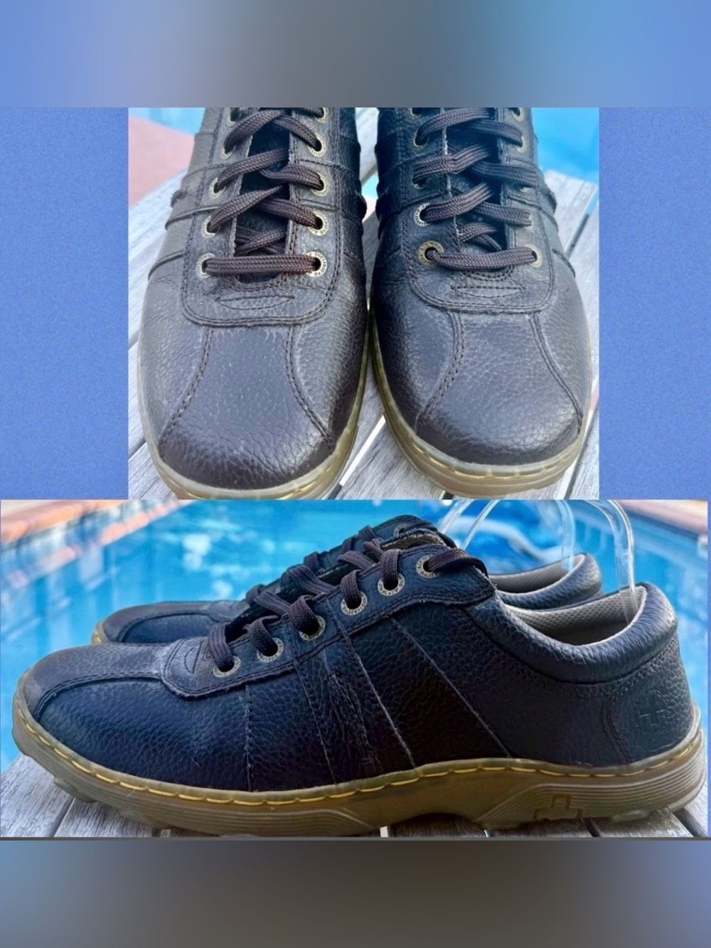 Dr. Martens Pembridge Lace-Up Shoes Black Textured Leather Finish Mens 12